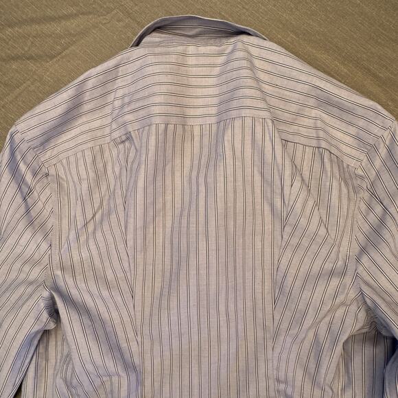 Lands End Shirt Womens Sz 4 No Iron Supima Button Up Plus Blue White Stripe - Picture 11 of 12